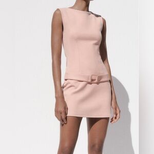 Zara NWT Pastel Pink Belted Mini Dress, Size M